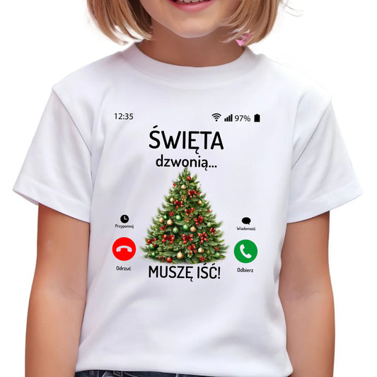 Koszulka dziecięca świąteczna - Choinka Święta dzwonią muszę iść BN124 - StoryCups.pl