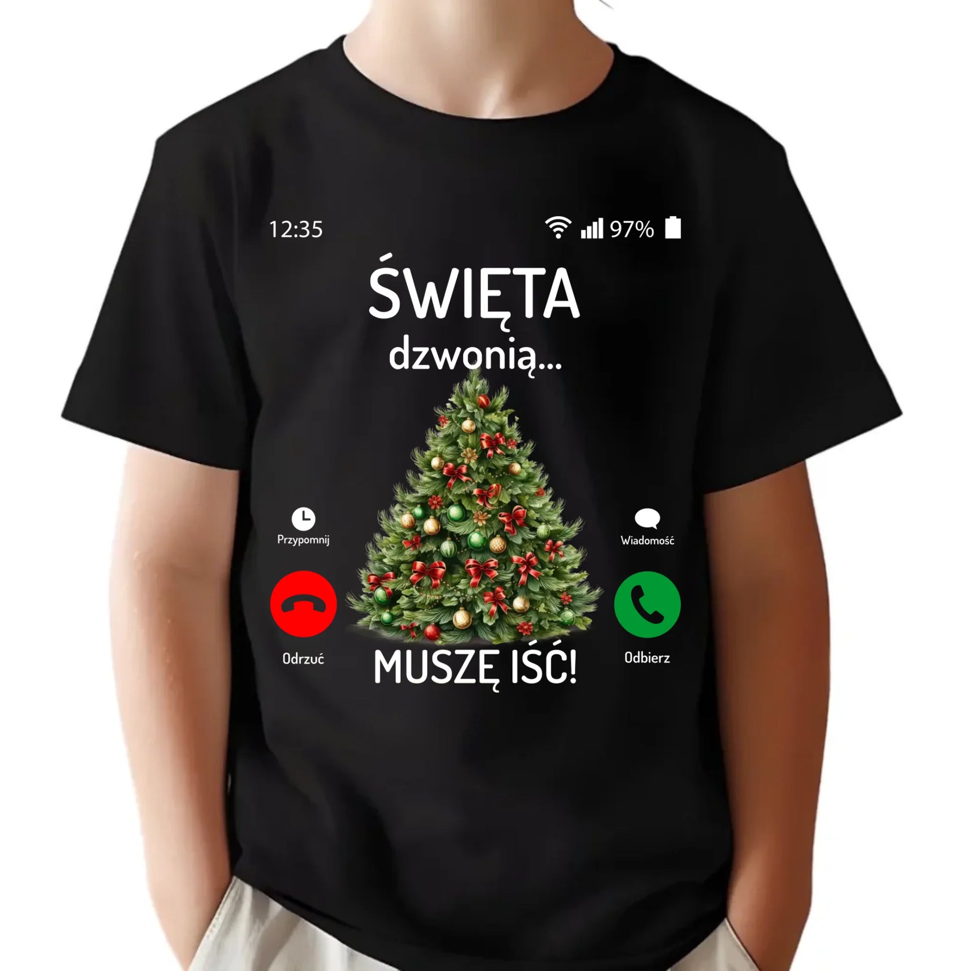 Koszulka dziecięca świąteczna - Choinka Święta dzwonią muszę iść BN124 - StoryCups.pl