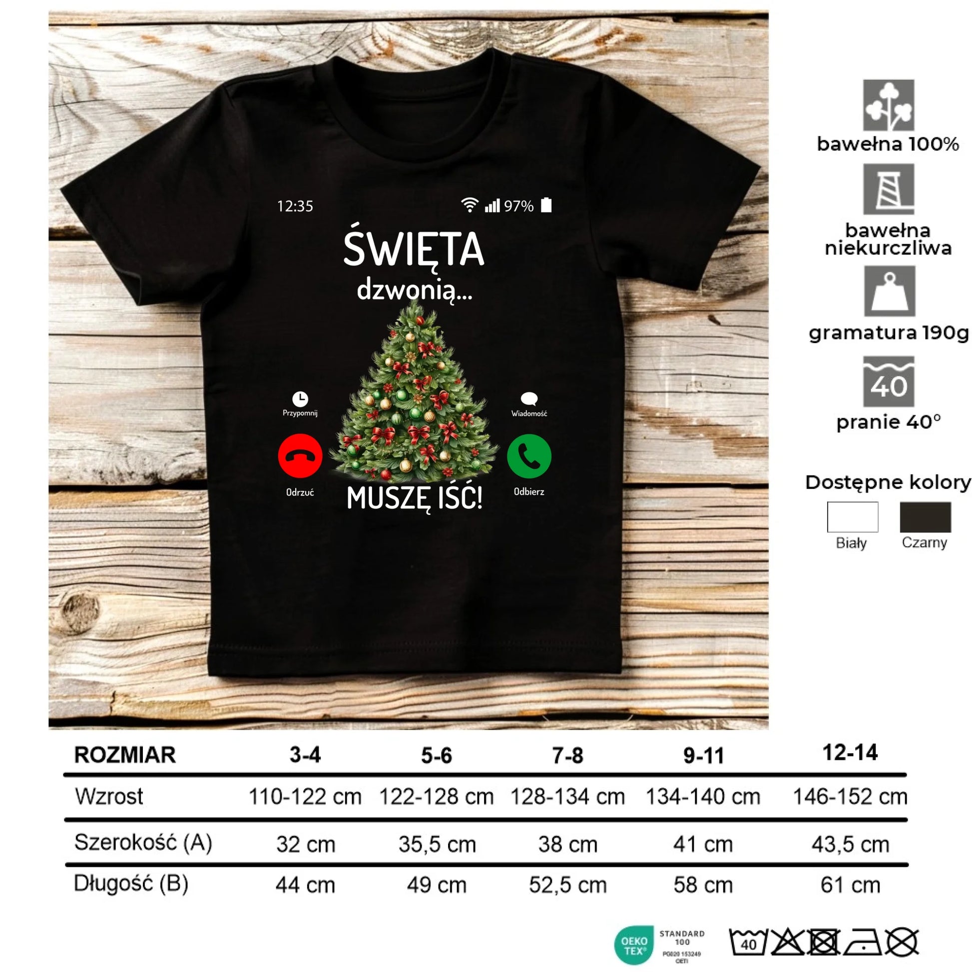 Koszulka dziecięca świąteczna - Choinka Święta dzwonią muszę iść BN124 - StoryCups.pl