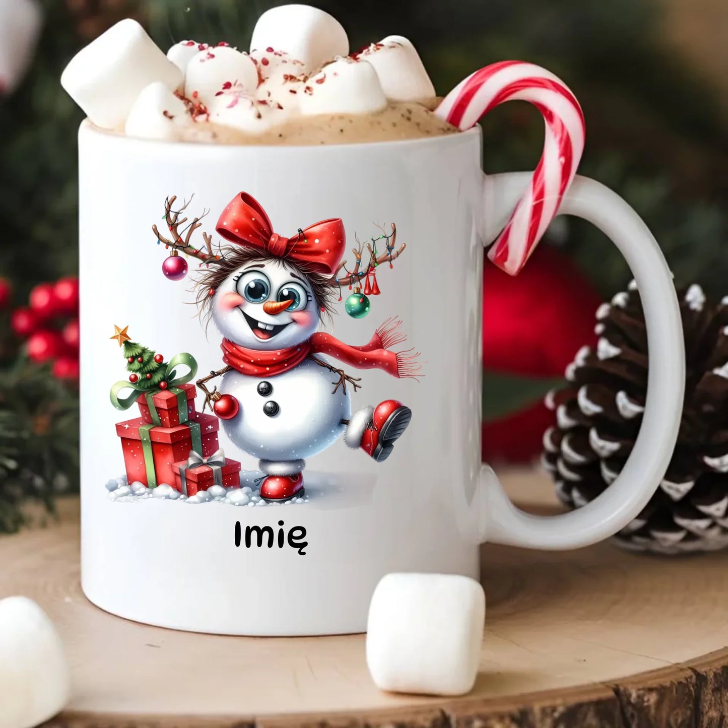 Kubek świąteczny dla niej - Bałwanek - personalizowany BN123 - StoryCups.pl