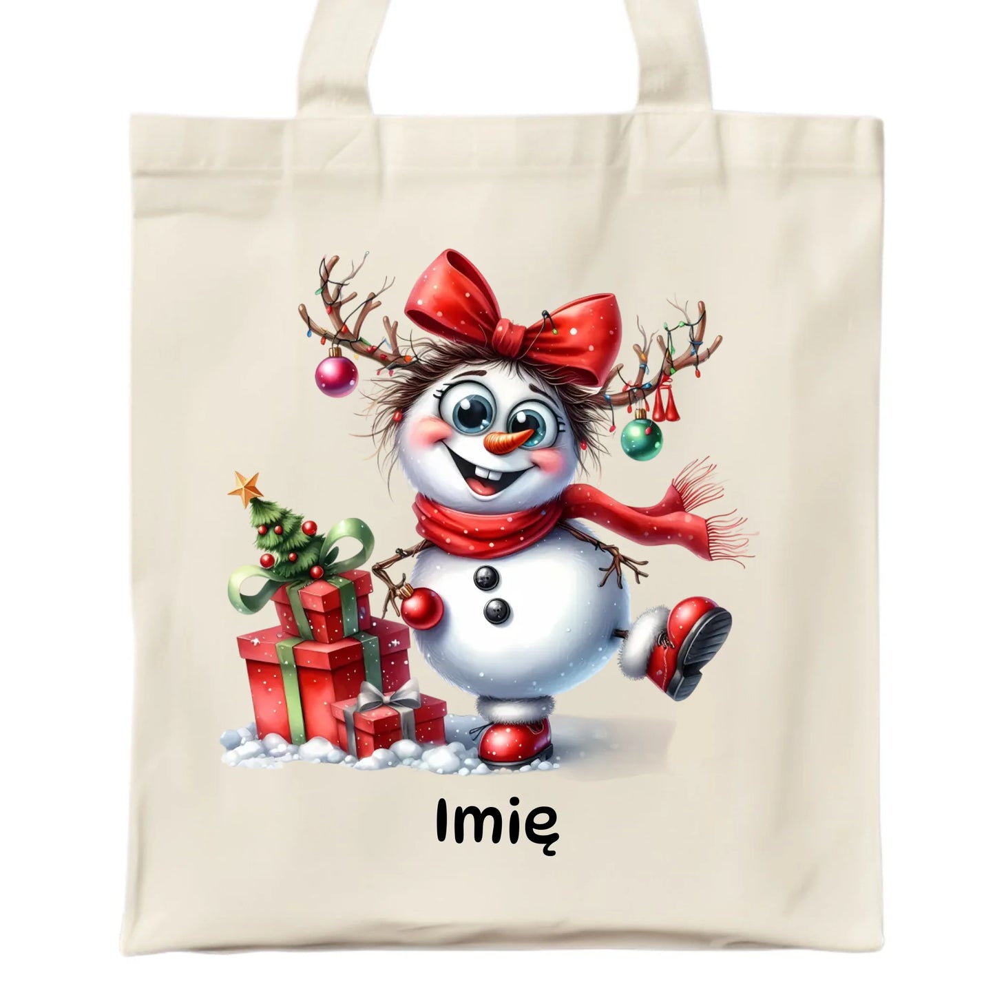 Torba świąteczna dla niej - Bałwanek - personalizowana BN123 - StoryCups.pl