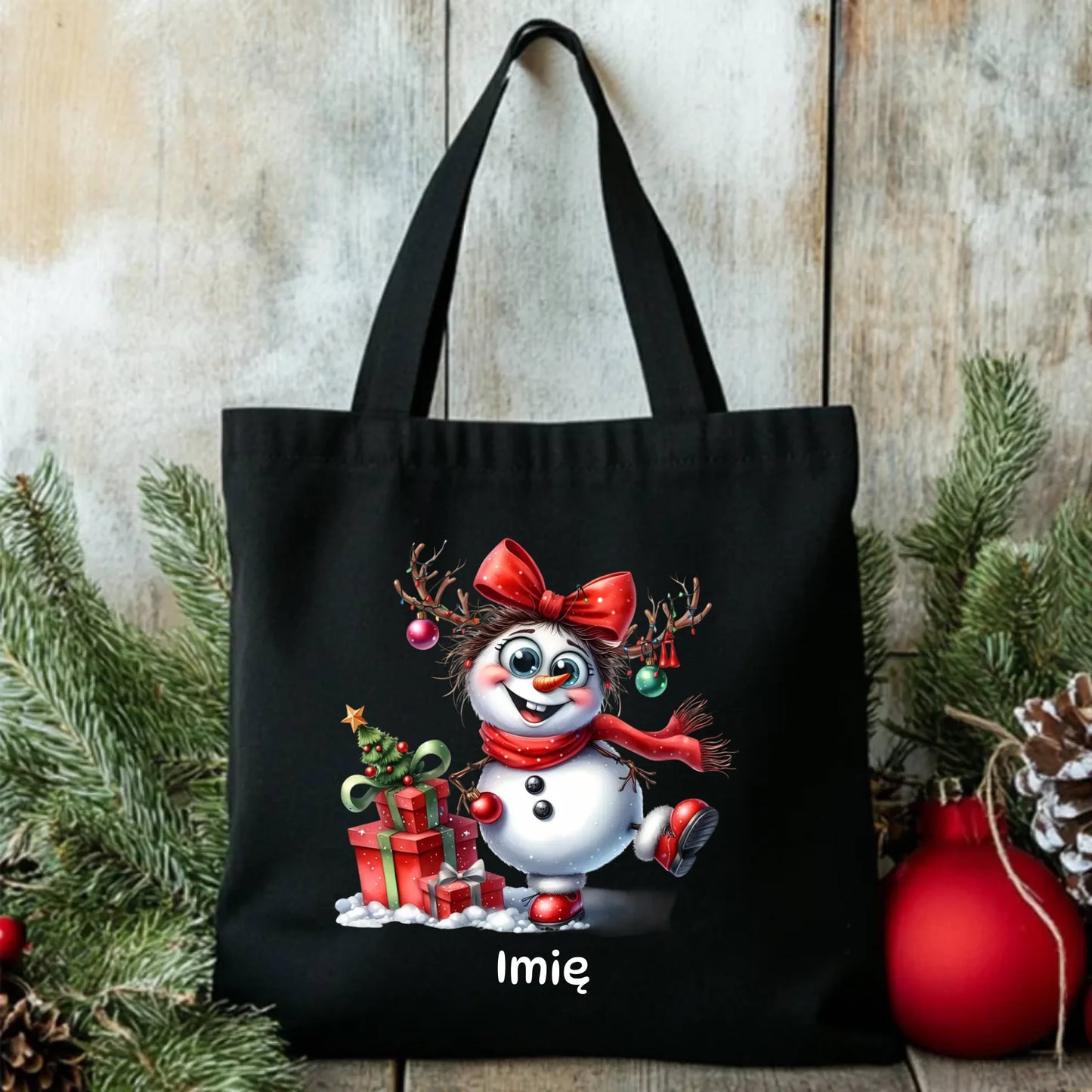 Torba świąteczna dla niej - Bałwanek - personalizowana BN123 - StoryCups.pl