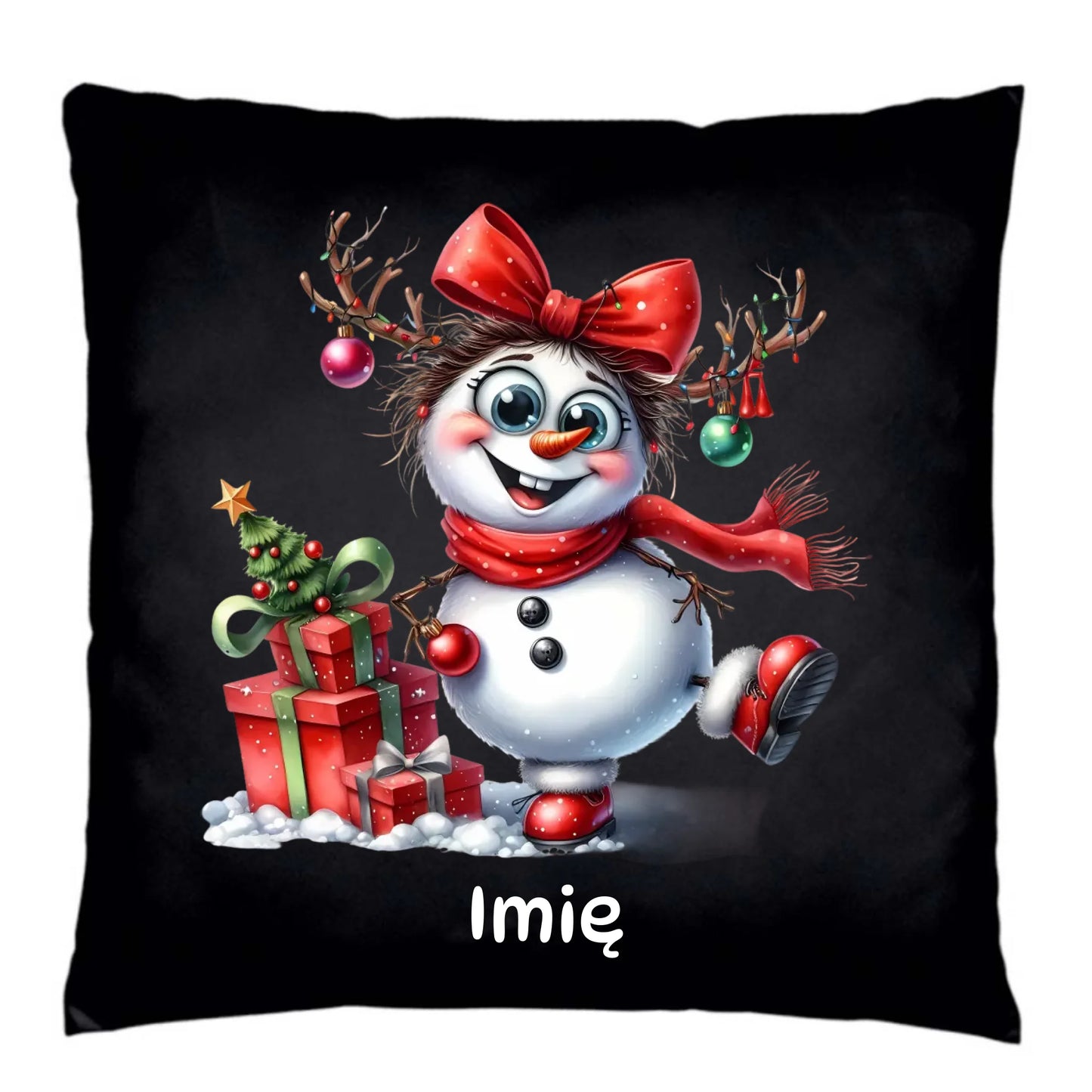 Poduszka dekoracyjna świąteczna dla niej - Bałwanek - personalizowana BN123 - StoryCups.pl
