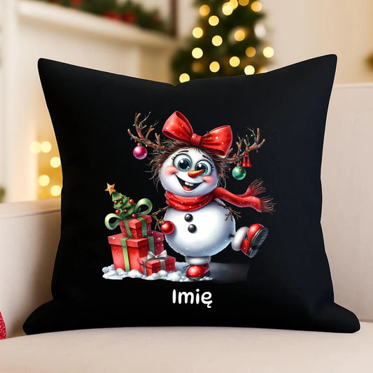 Poduszka dekoracyjna świąteczna dla niej - Bałwanek - personalizowana BN123 - StoryCups.pl