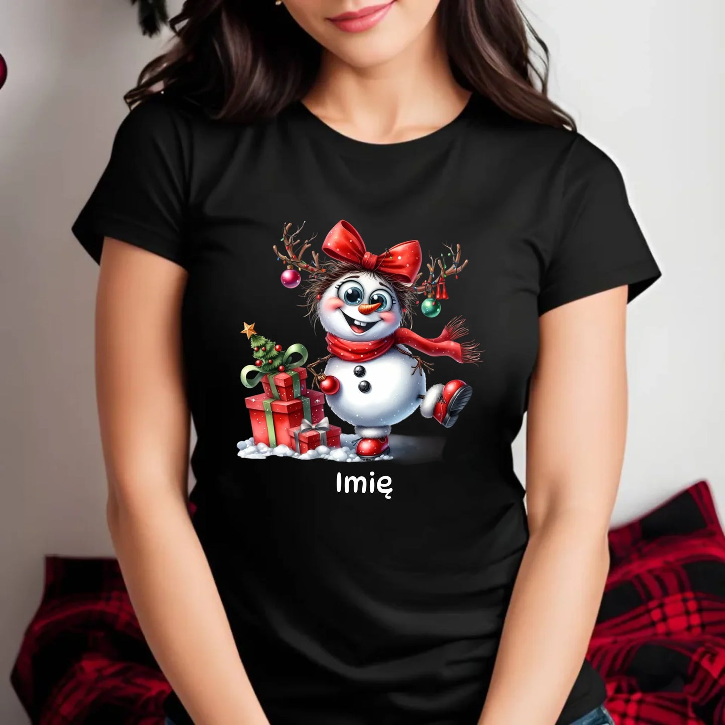 Koszulka damska świąteczna - Bałwanek - personalizowana BN123 - StoryCups.pl
