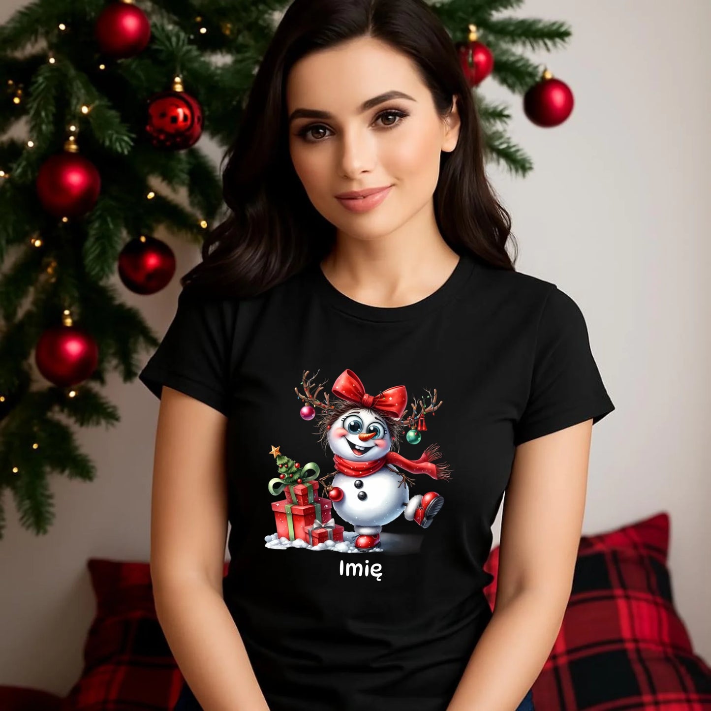 Koszulka damska świąteczna - Bałwanek - personalizowana BN123 - StoryCups.pl