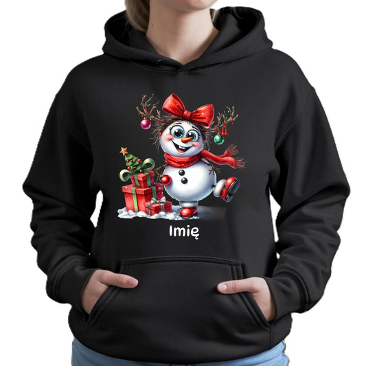 Bluza damska z kapturem świąteczna - Bałwanek - personalizowana BN123 - StoryCups.pl