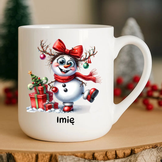 Kubek elegant świąteczny dla niej - Bałwanek - personalizowany BN123 - StoryCups.pl