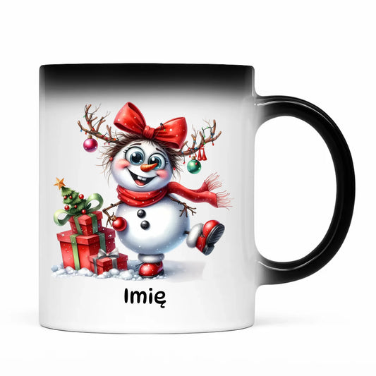 Kubek magiczny świąteczny dla niej - Bałwanek - personalizowany BN123 - StoryCups.pl