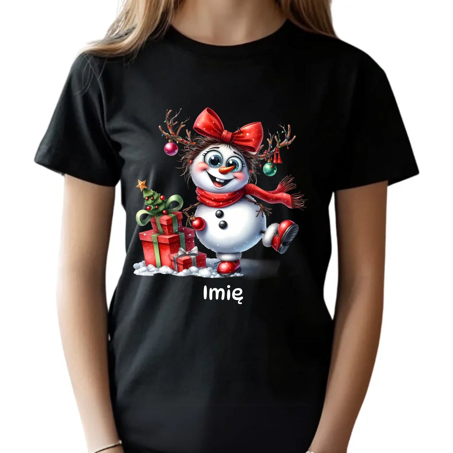 Koszulka dziecięca świąteczna dla dziewczynki - Bałwanek - personalizowana BN123 - StoryCups.pl