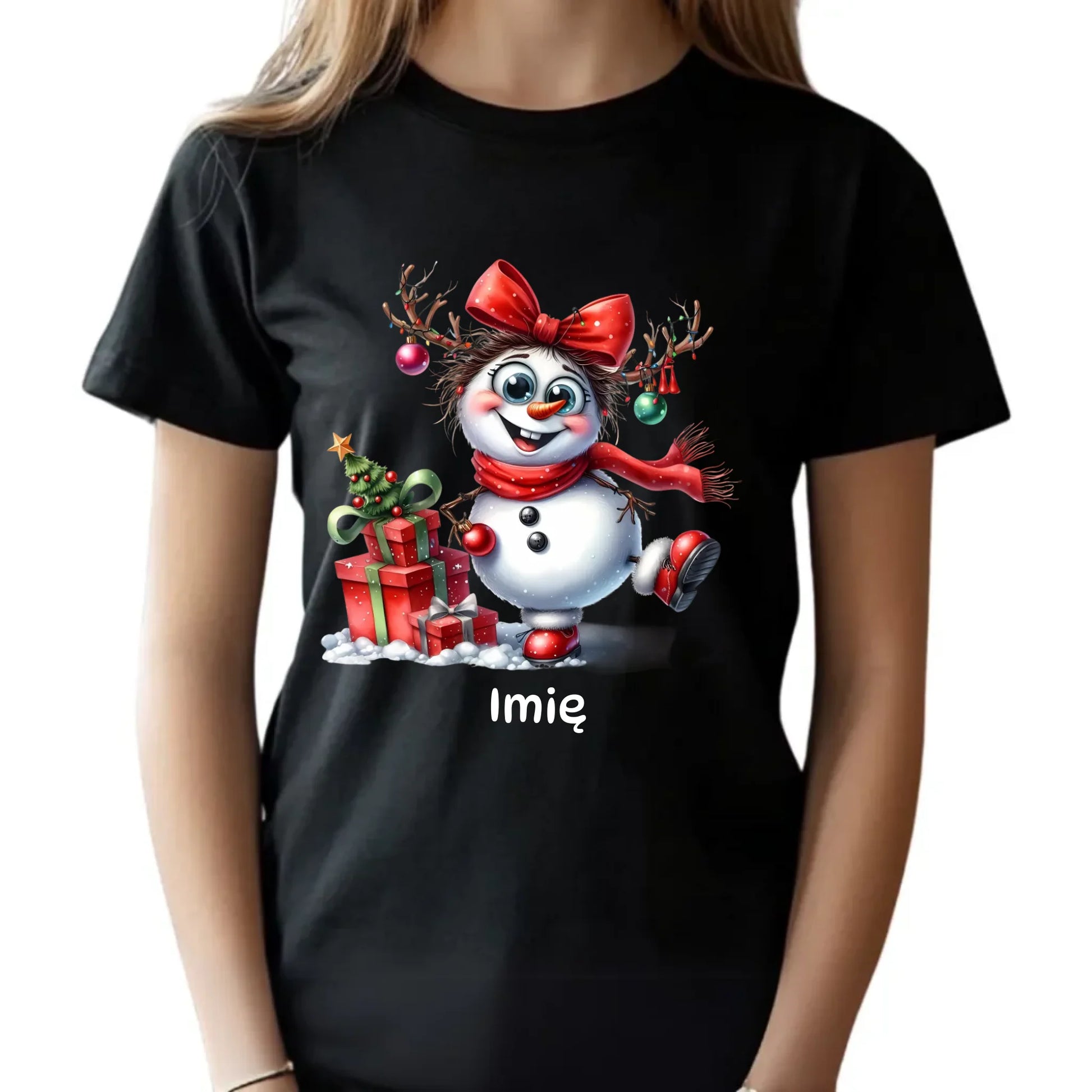 Koszulka dziecięca świąteczna dla dziewczynki - Bałwanek - personalizowana BN123 - StoryCups.pl