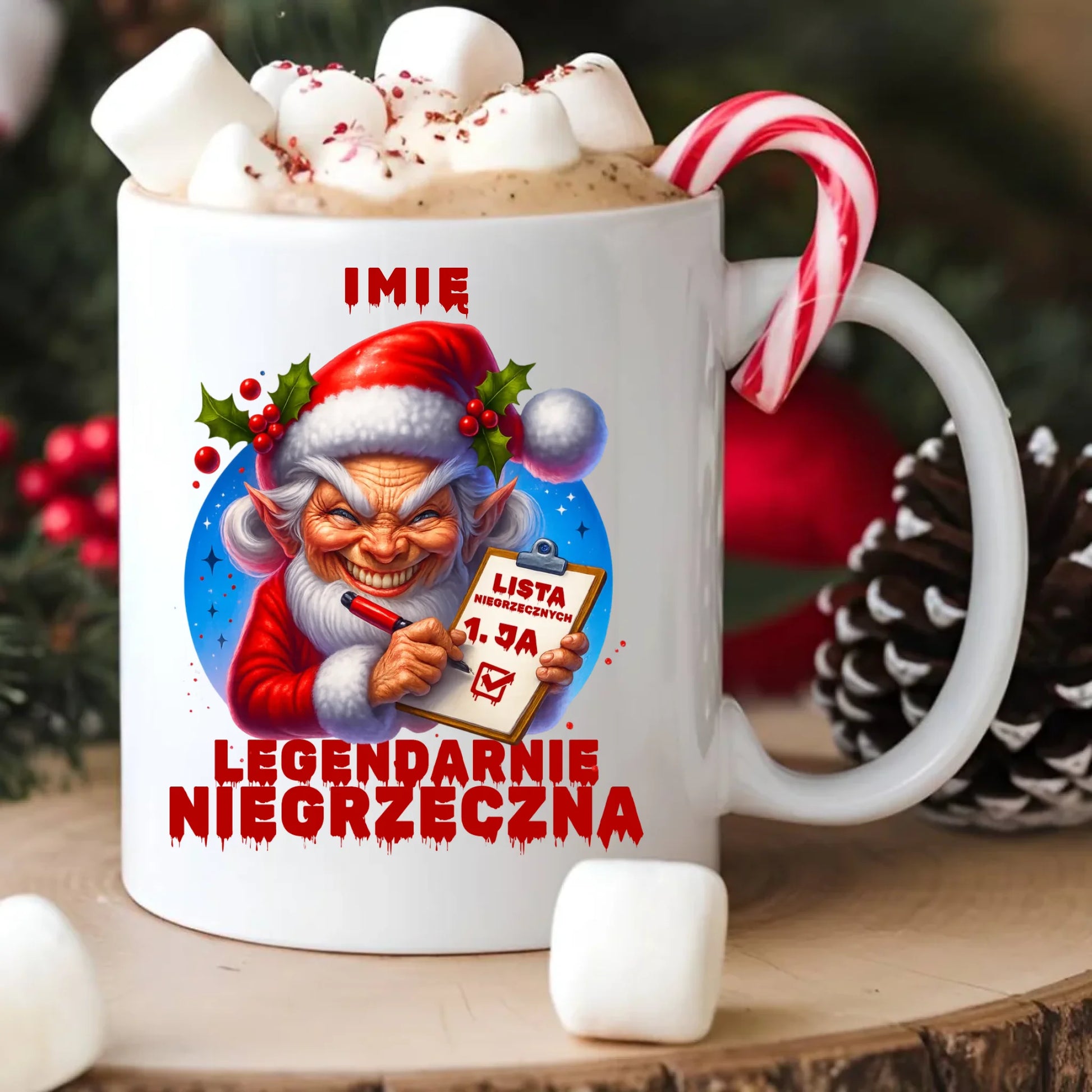 Kubek świąteczny - Legendarnie niegrzeczna - personalizowany BN122 - StoryCups.pl