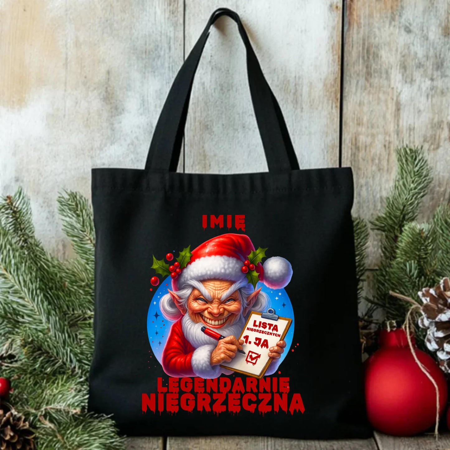 Torba świąteczna - Legendarnie niegrzeczna - personalizowana BN122 - StoryCups.pl
