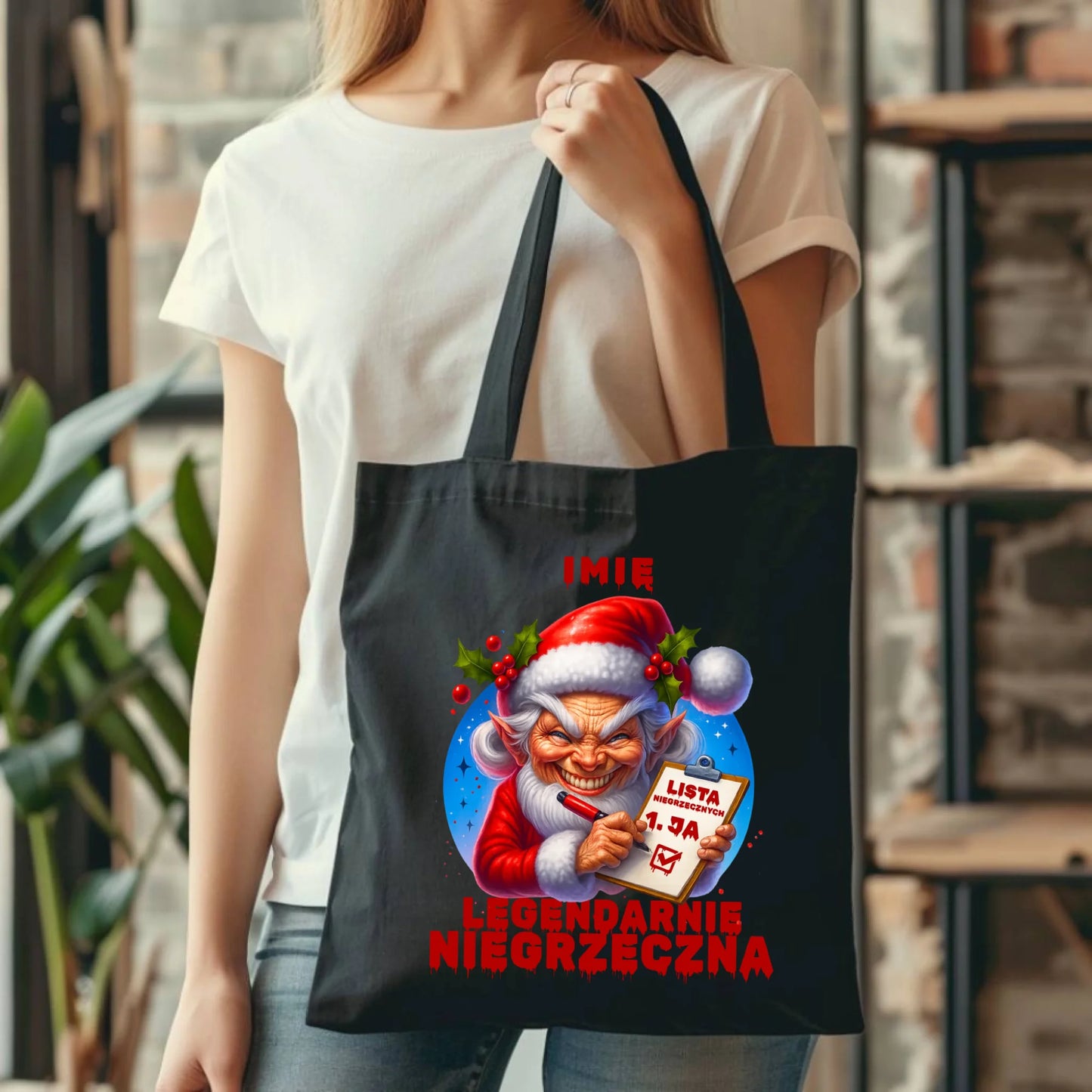 Torba świąteczna - Legendarnie niegrzeczna - personalizowana BN122 - StoryCups.pl