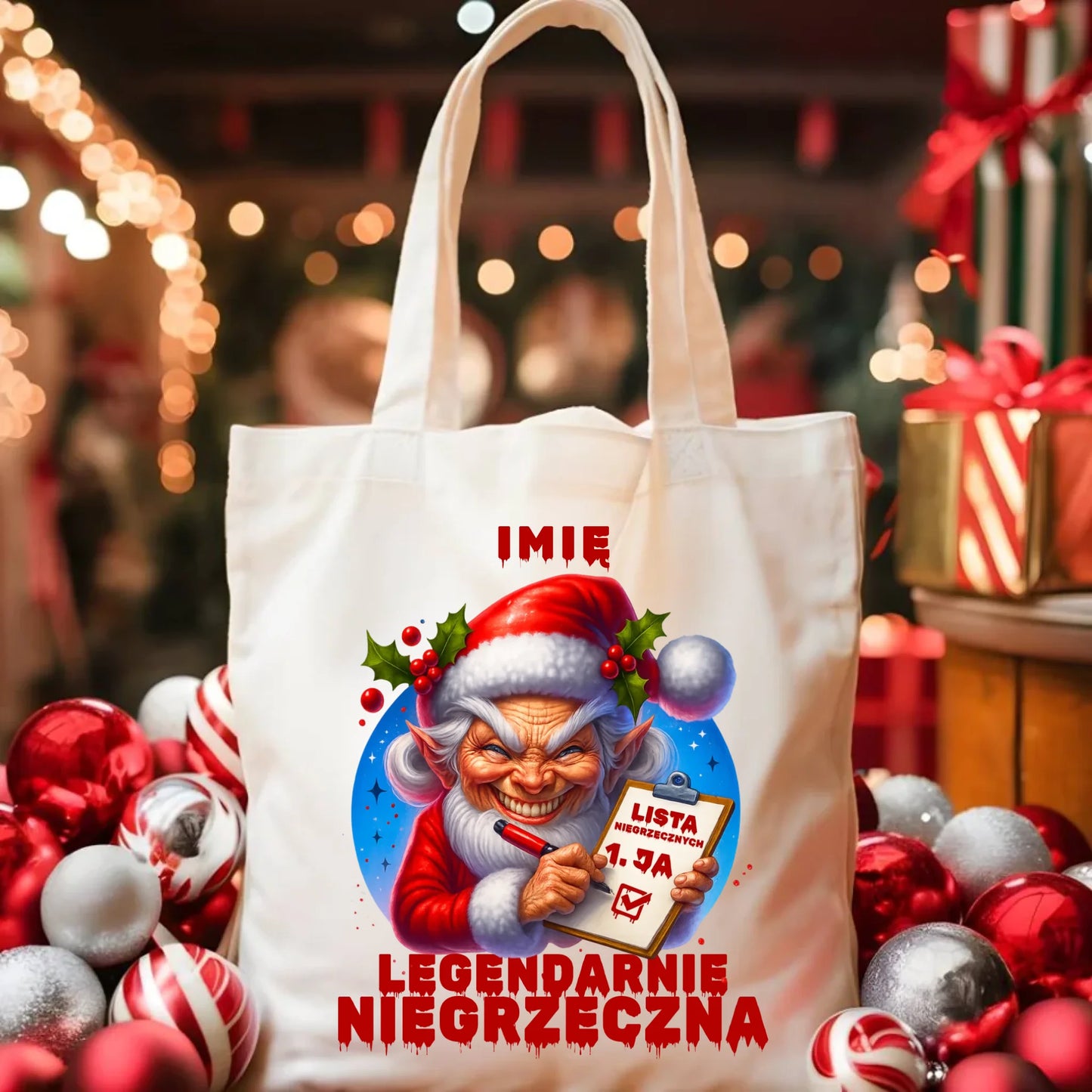 Torba świąteczna - Legendarnie niegrzeczna - personalizowana BN122 - StoryCups.pl