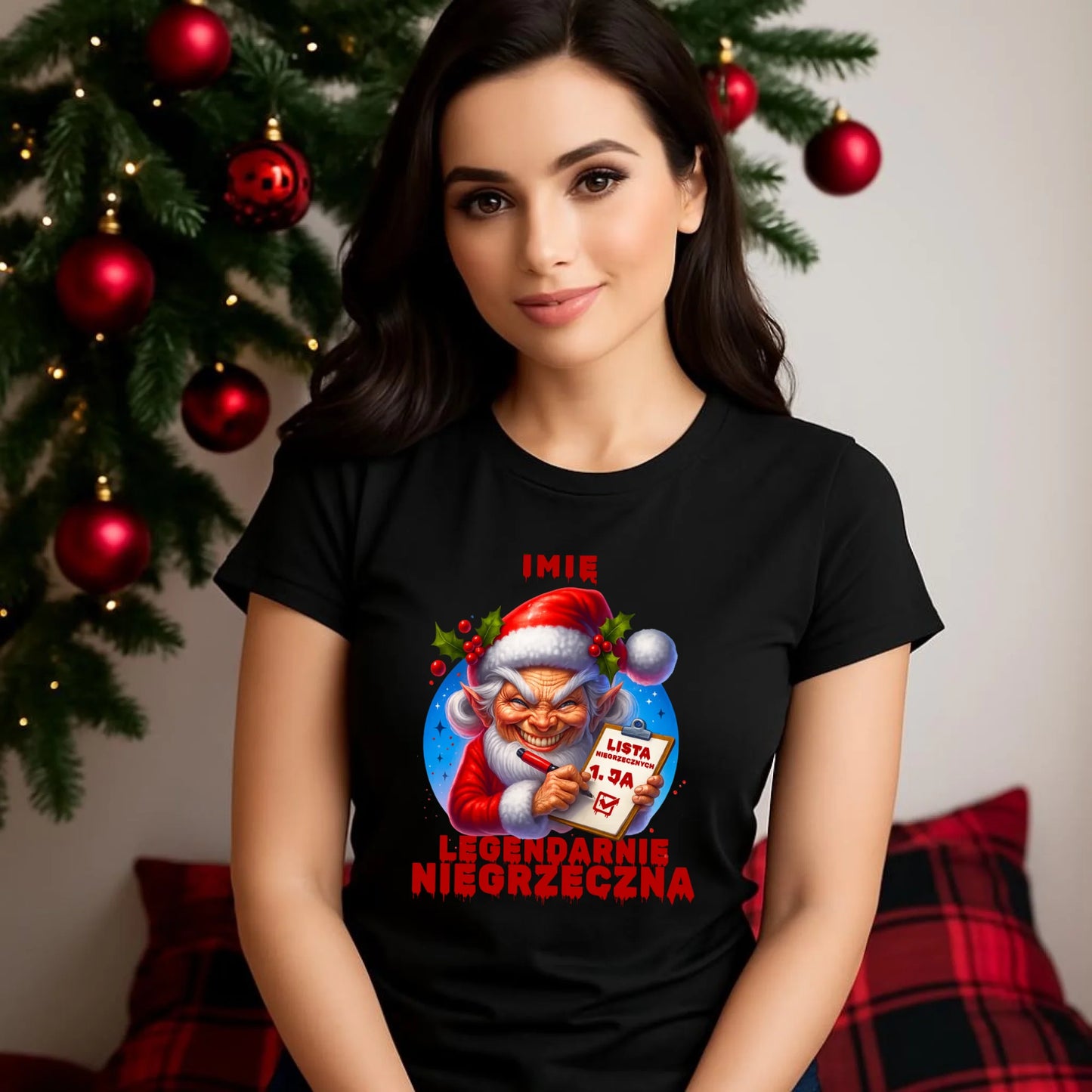 Koszulka damska świąteczna - Legendarnie niegrzeczna - personalizowana BN122 - StoryCups.pl