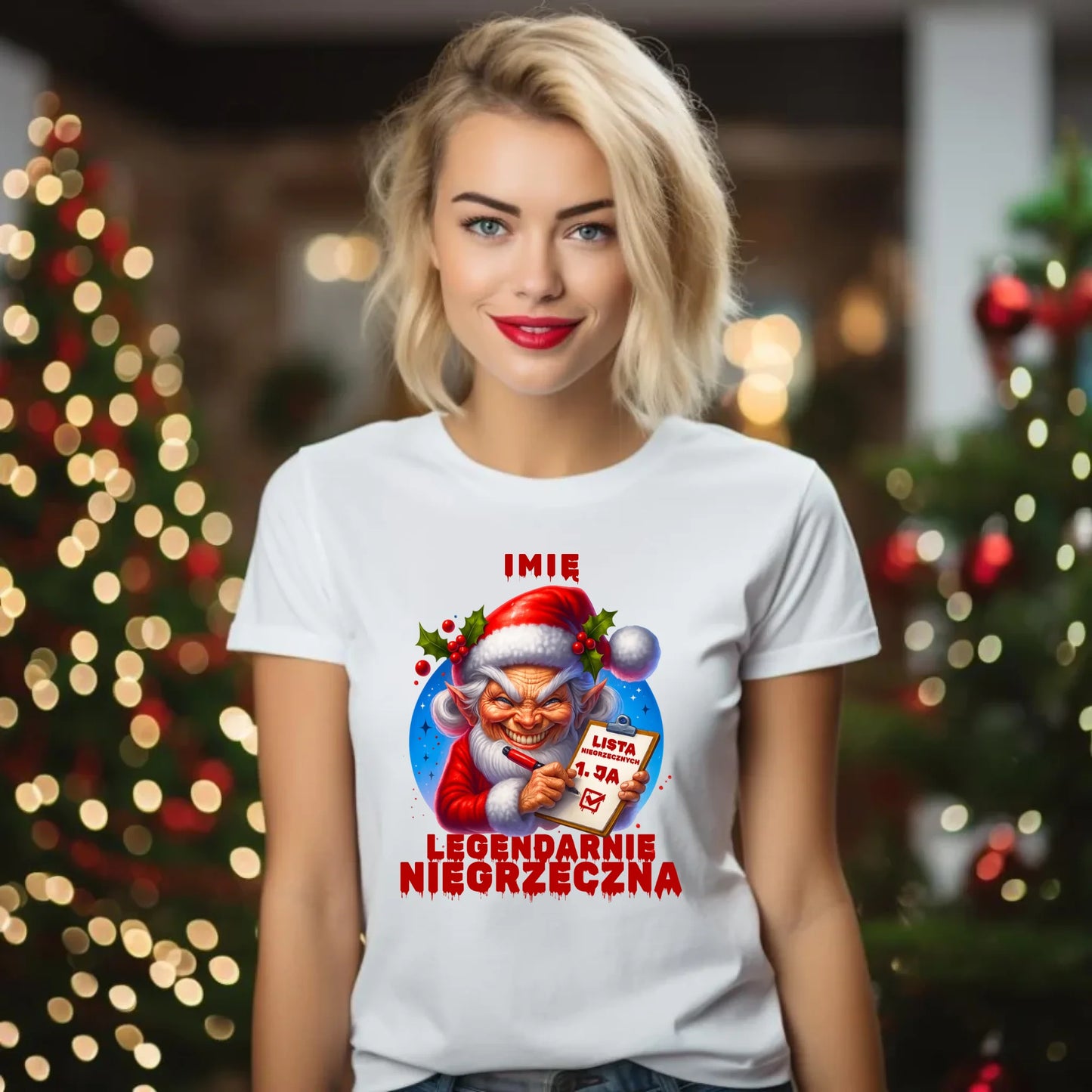 Koszulka damska świąteczna - Legendarnie niegrzeczna - personalizowana BN122 - StoryCups.pl