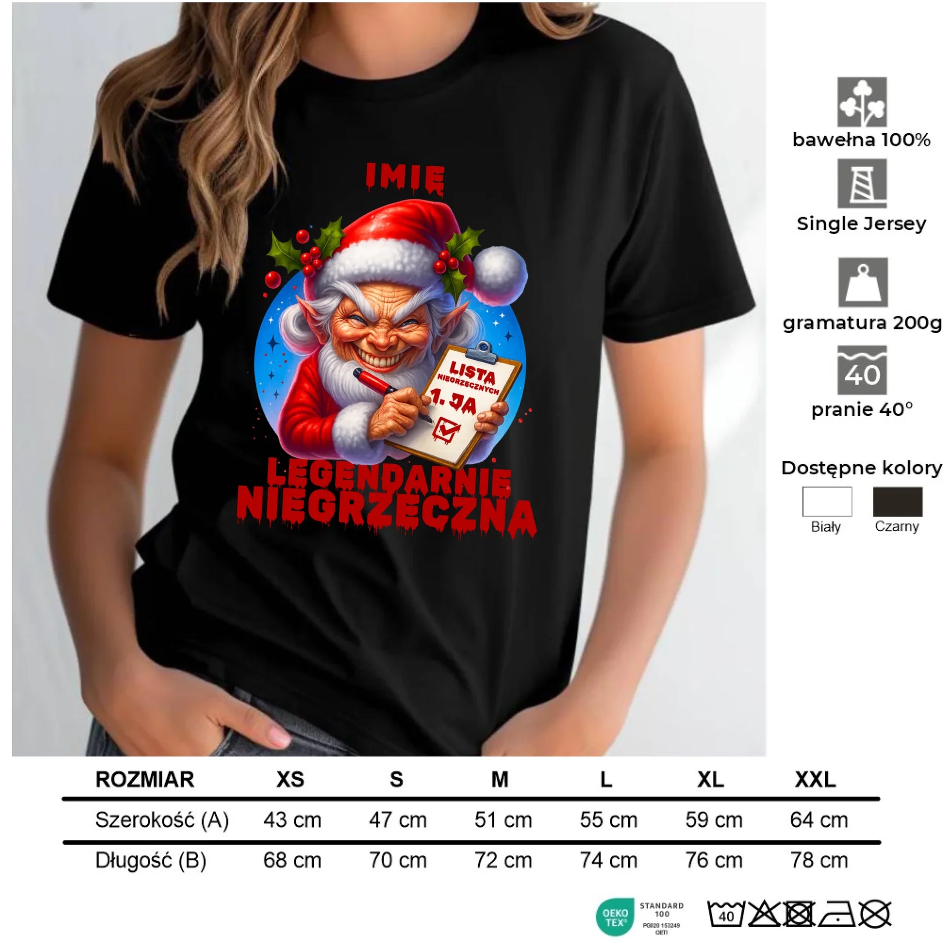 Koszulka damska świąteczna - Legendarnie niegrzeczna - personalizowana BN122 - StoryCups.pl