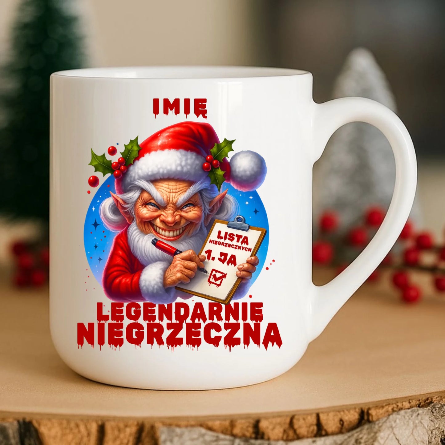 Kubek elegant świąteczny - Legendarnie niegrzeczna - personalizowany BN122 - StoryCups.pl