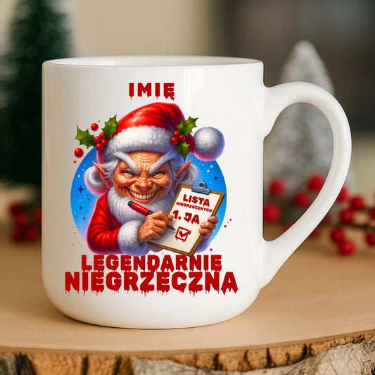 Kubek elegant świąteczny - Legendarnie niegrzeczna - personalizowany BN122 - StoryCups.pl