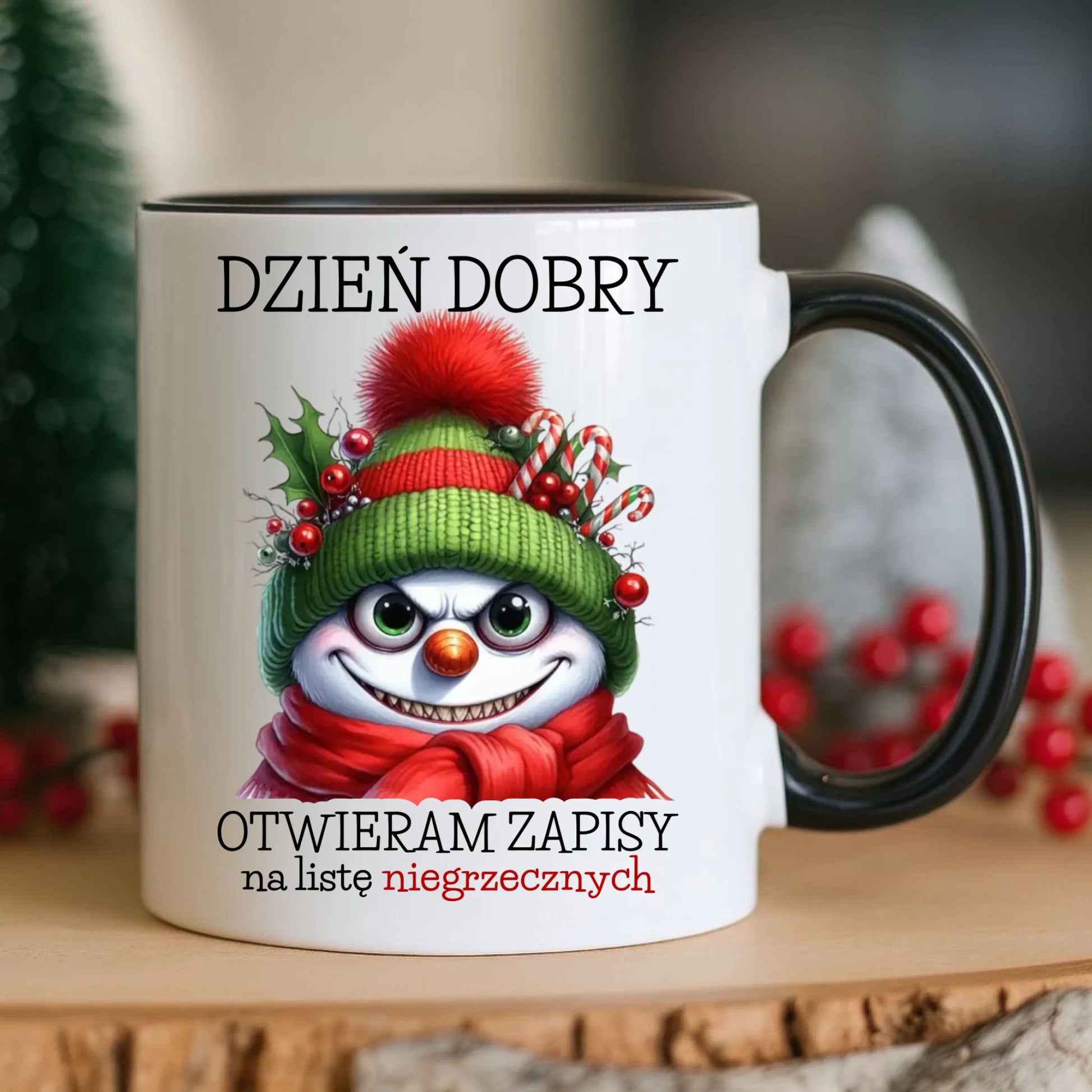 Kubek świąteczny - Niegrzeczny bałwan - Dzień dobry otwieram zapisy na listę BN121 - StoryCups.pl