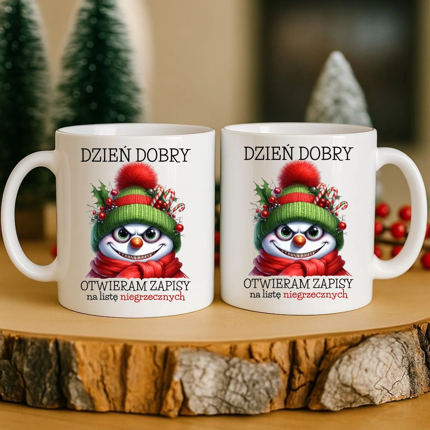 Kubek świąteczny - Niegrzeczny bałwan - Dzień dobry otwieram zapisy na listę BN121 - StoryCups.pl