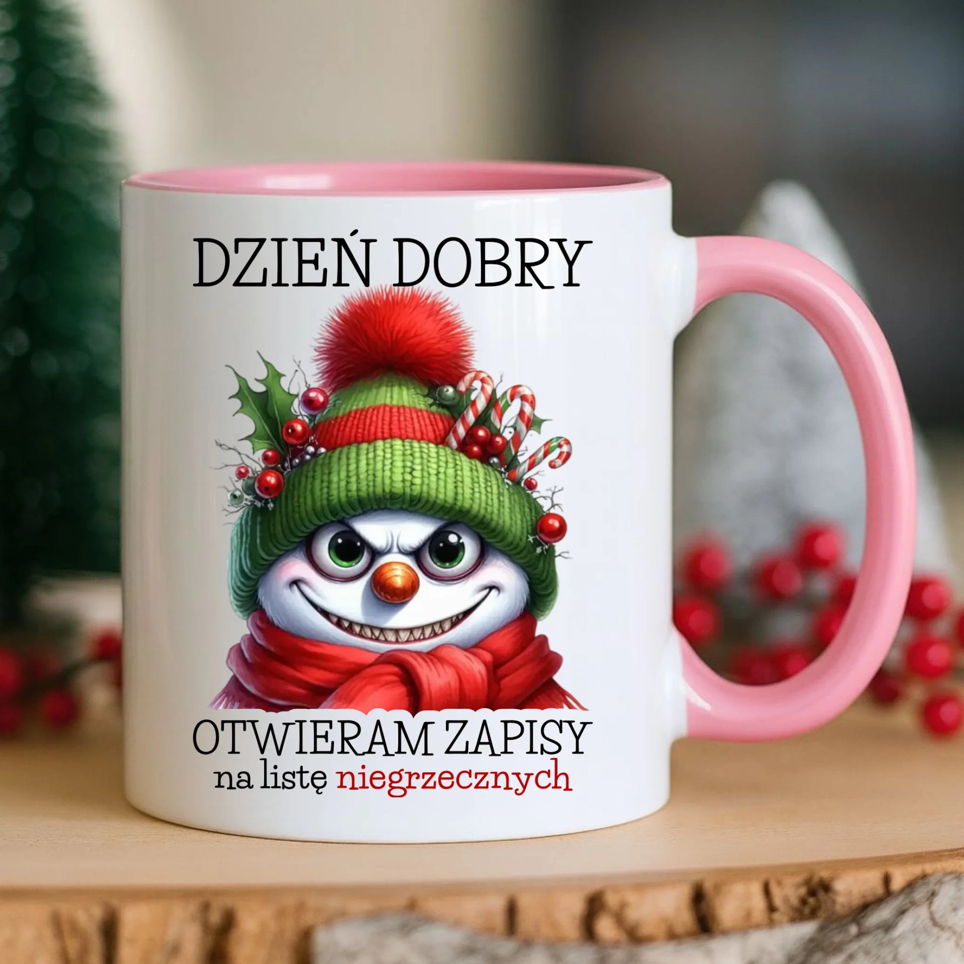 Kubek świąteczny - Niegrzeczny bałwan - Dzień dobry otwieram zapisy na listę BN121 - StoryCups.pl