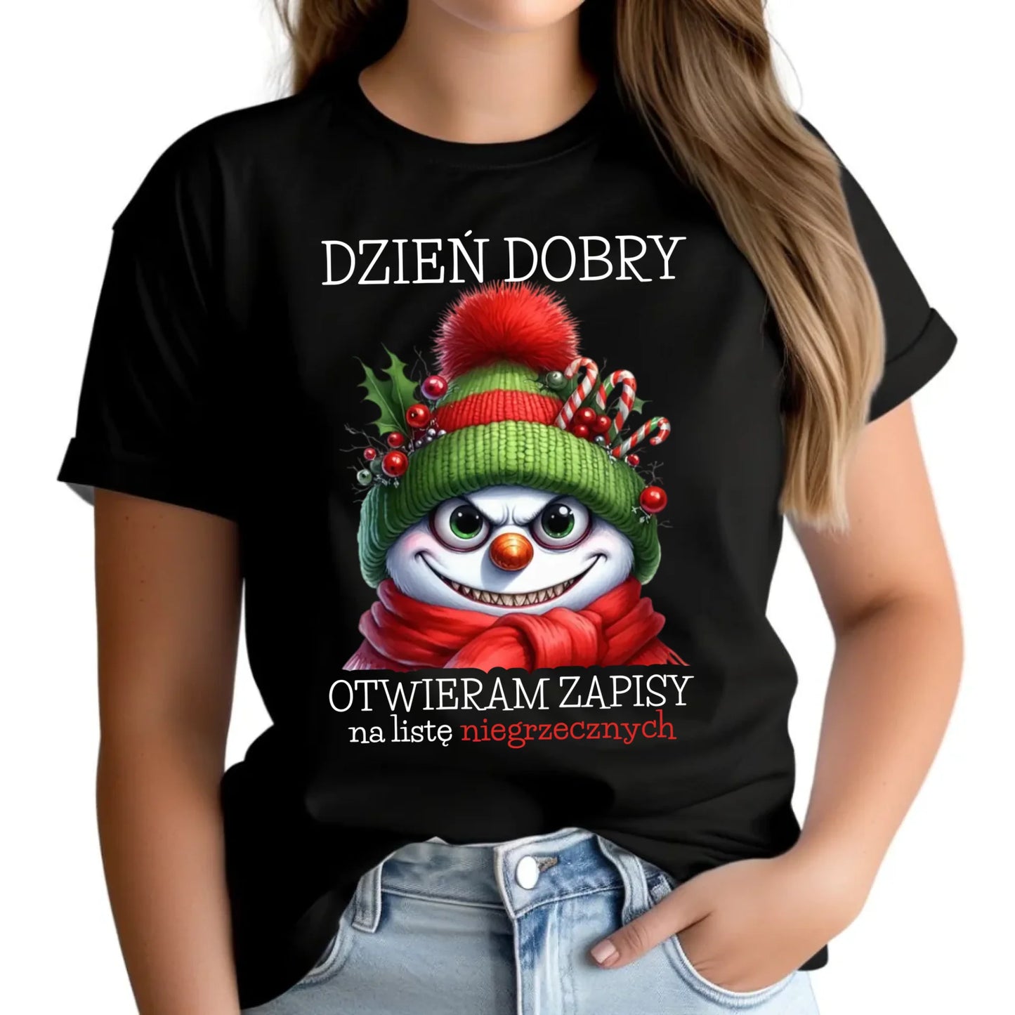 Koszulka damska świąteczna - Niegrzeczny bałwan - Dzień dobry otwieram zapisy na listę BN121 - StoryCups.pl