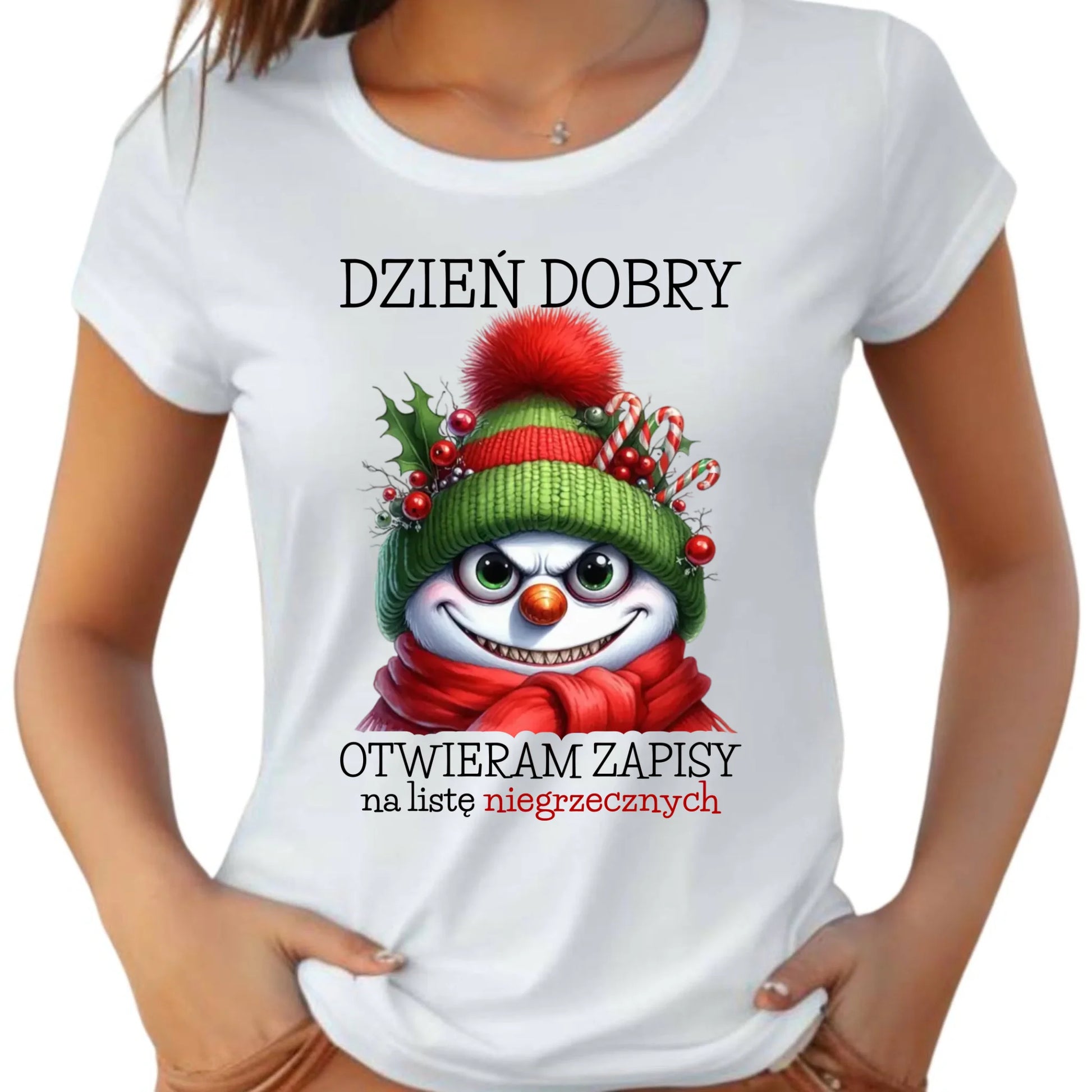 Koszulka damska świąteczna - Niegrzeczny bałwan - Dzień dobry otwieram zapisy na listę BN121 - StoryCups.pl