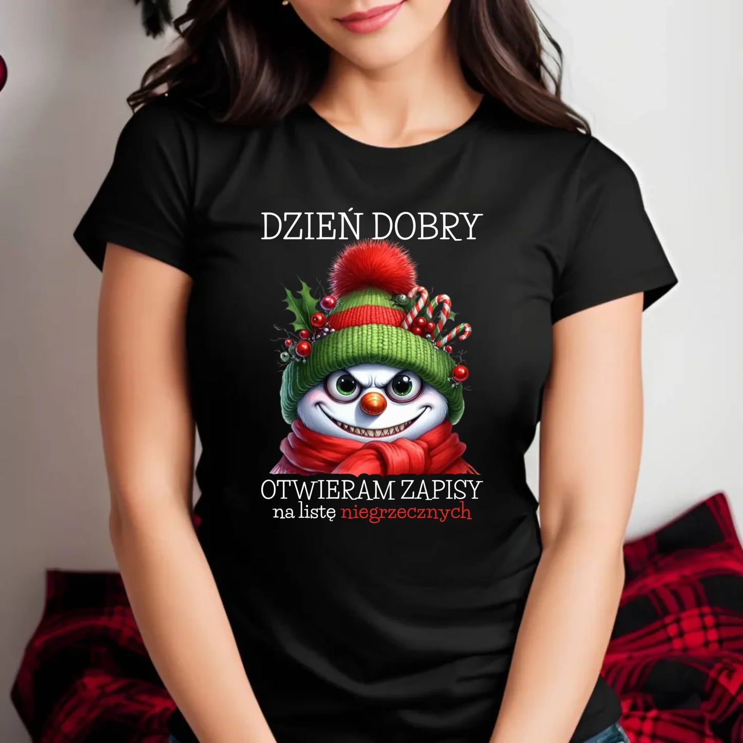 Koszulka damska świąteczna - Niegrzeczny bałwan - Dzień dobry otwieram zapisy na listę BN121 - StoryCups.pl