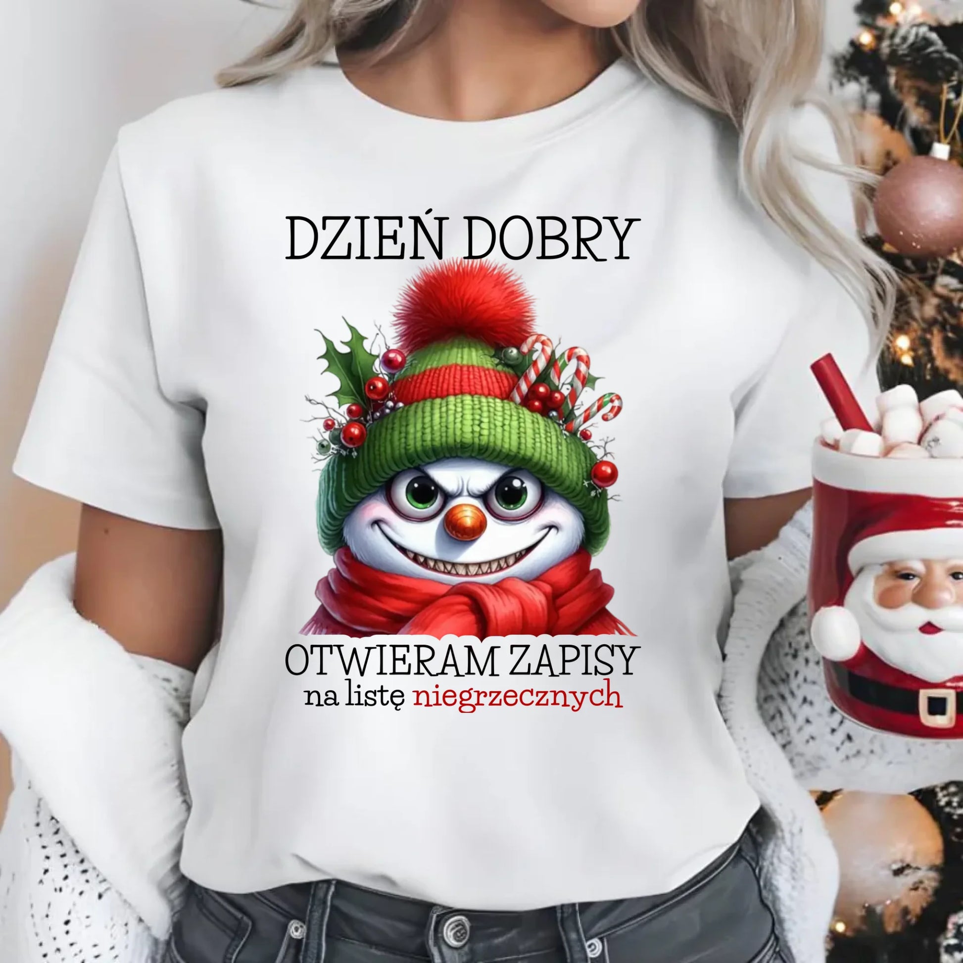 Koszulka damska świąteczna - Niegrzeczny bałwan - Dzień dobry otwieram zapisy na listę BN121 - StoryCups.pl