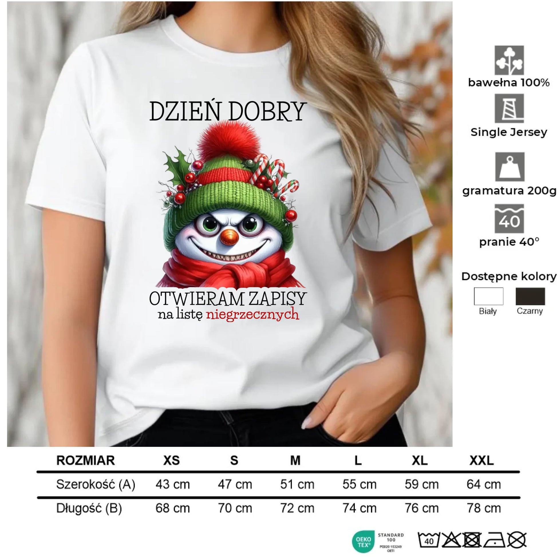 Koszulka damska świąteczna - Niegrzeczny bałwan - Dzień dobry otwieram zapisy na listę BN121 - StoryCups.pl