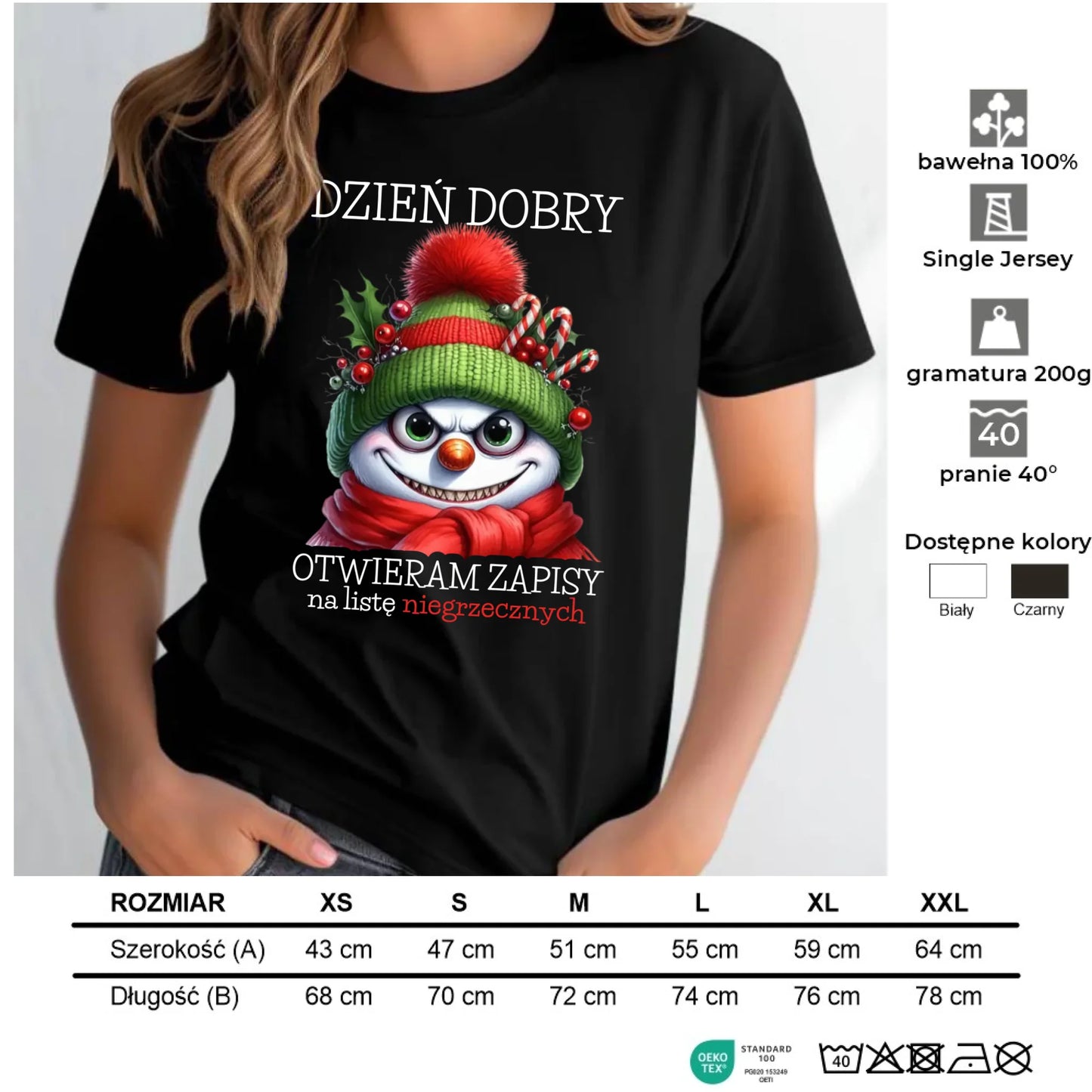 Koszulka damska świąteczna - Niegrzeczny bałwan - Dzień dobry otwieram zapisy na listę BN121 - StoryCups.pl