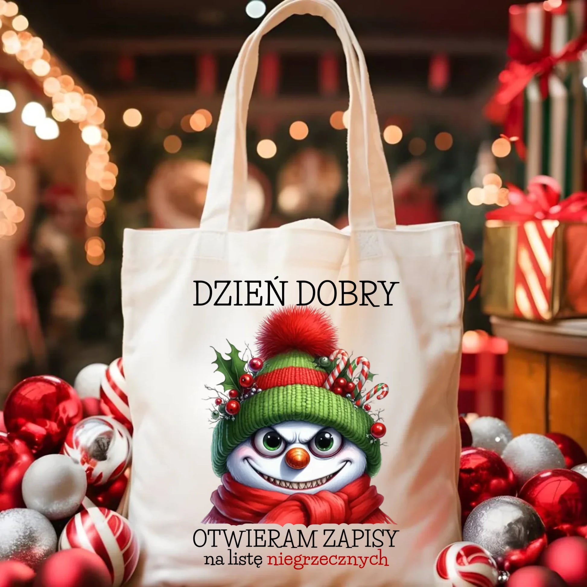 Torba świąteczna - Niegrzeczny bałwan - Dzień dobry otwieram zapisy na listę BN121 - StoryCups.pl