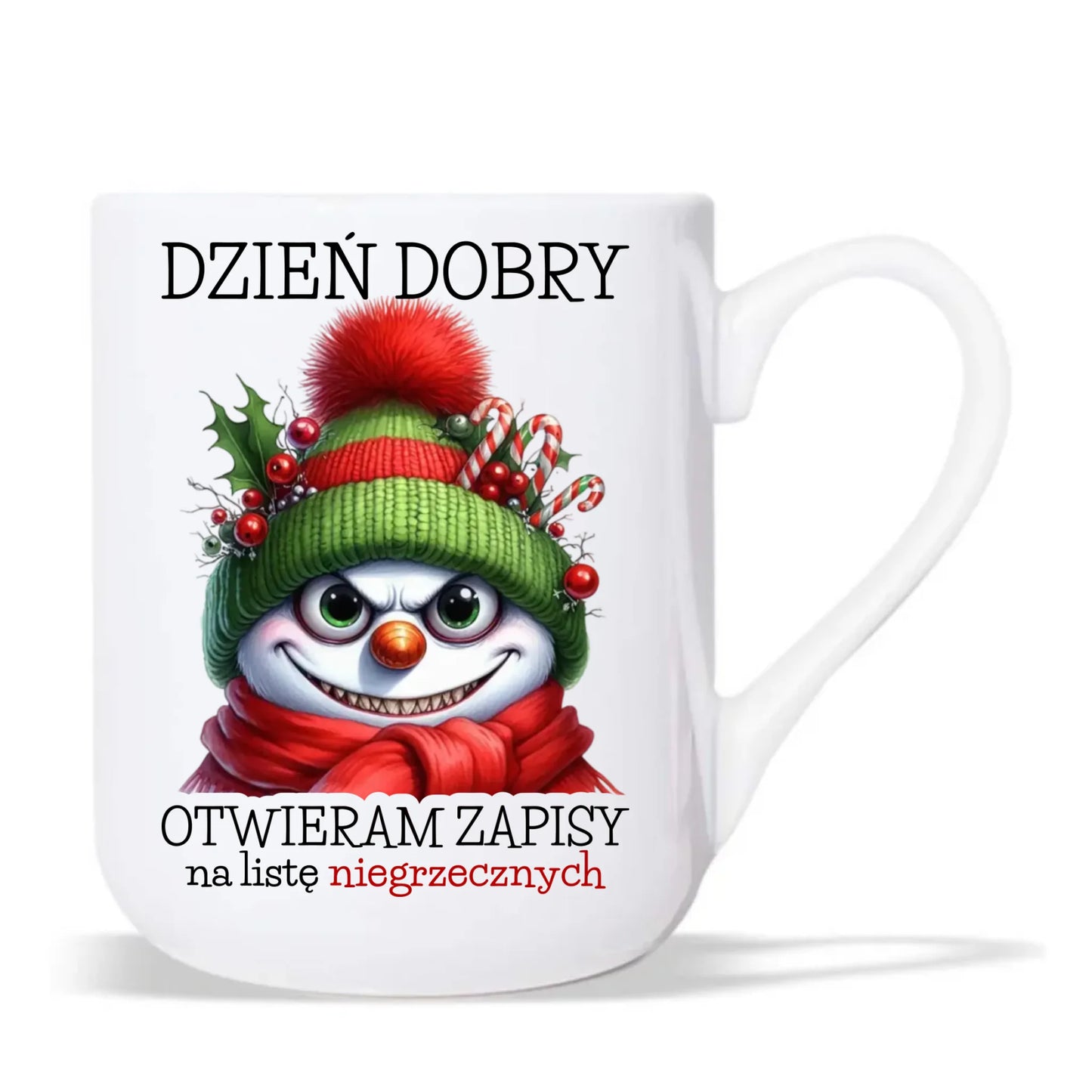 Kubek elegant świąteczny - Niegrzeczny bałwan - Dzień dobry otwieram zapisy na listę BN121 - StoryCups.pl