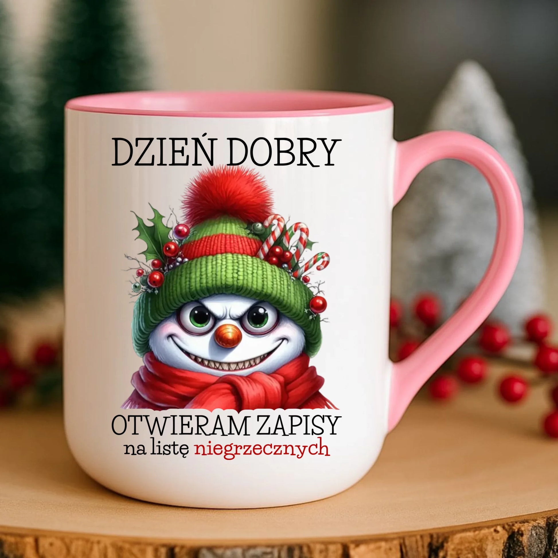 Kubek elegant świąteczny - Niegrzeczny bałwan - Dzień dobry otwieram zapisy na listę BN121 - StoryCups.pl