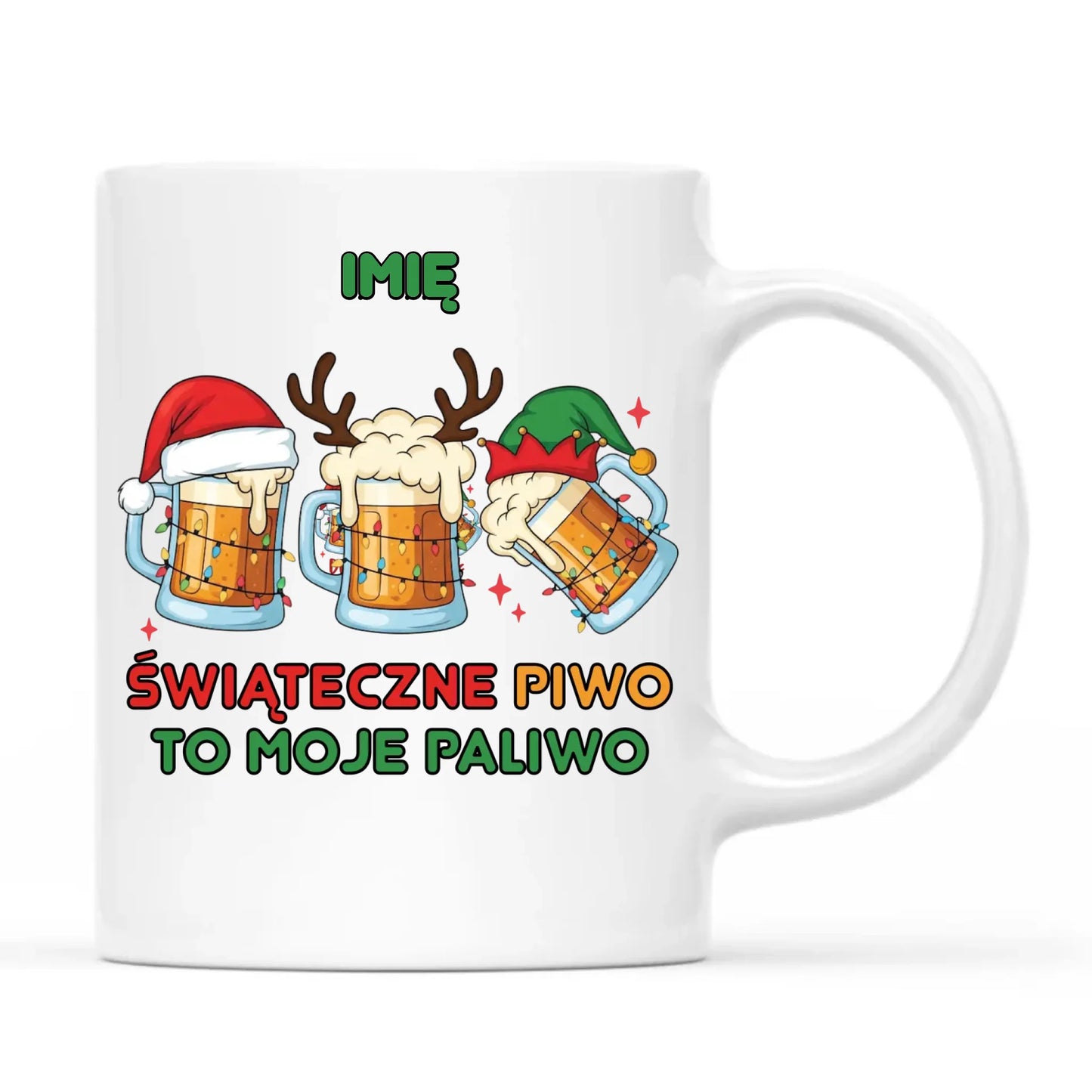 Kubek świąteczny - Świąteczne piwo to moje paliwo - personalizowany BN119 - StoryCups.pl