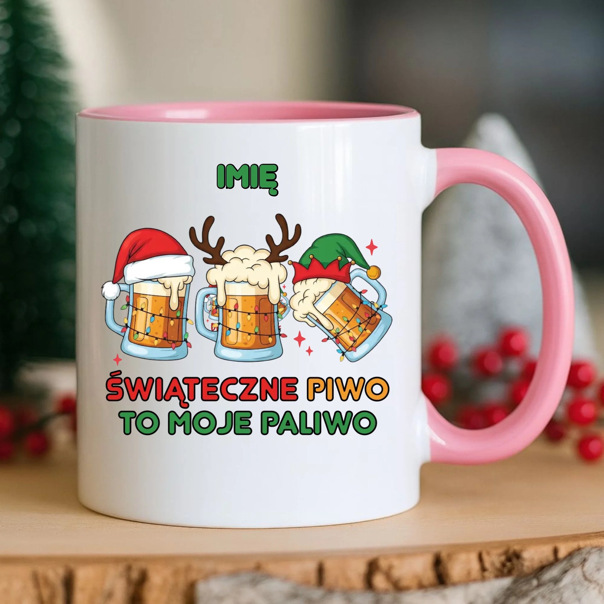 Kubek świąteczny - Świąteczne piwo to moje paliwo - personalizowany BN119 - StoryCups.pl