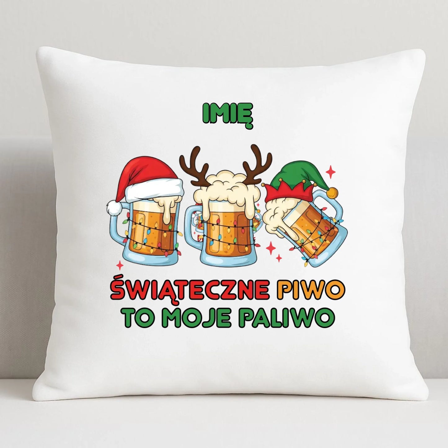 Poduszka świąteczna - Świąteczne piwo to moje paliwo - personalizowana BN119 - StoryCups.pl