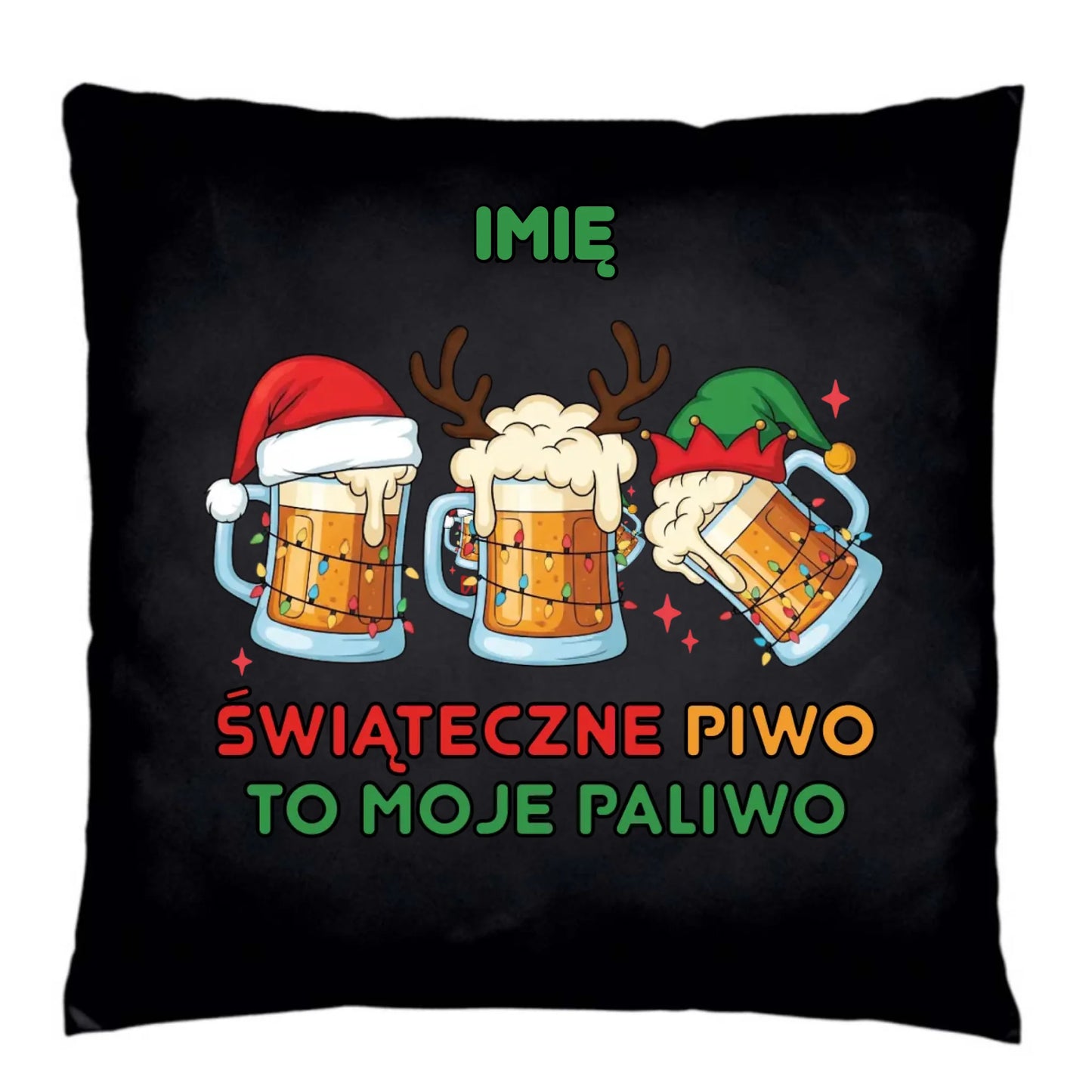 Poduszka dekoracyjna świąteczna - Świąteczne piwo to moje paliwo - personalizowana BN119 - StoryCups.pl