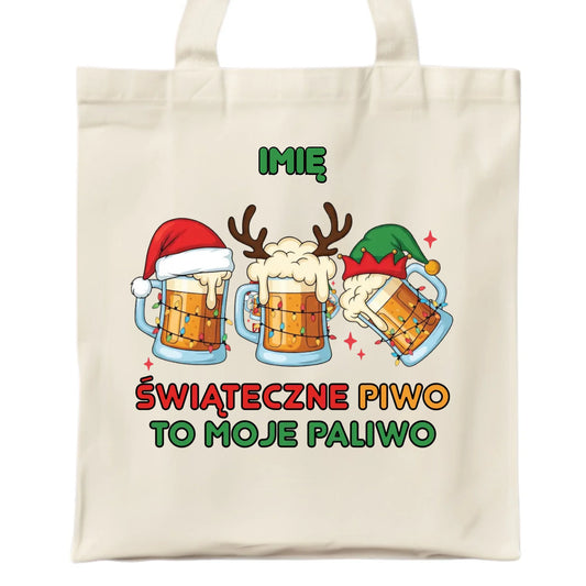 Torba świąteczna - Świąteczne piwo to moje paliwo - personalizowana BN119 - StoryCups.pl