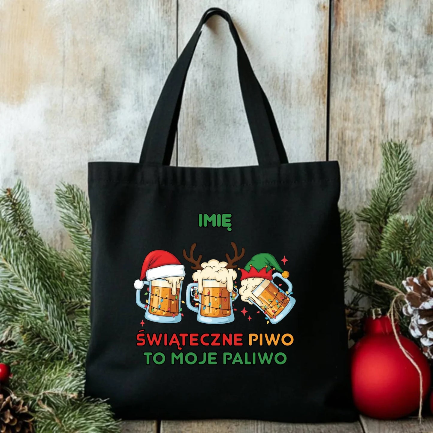 Torba świąteczna - Świąteczne piwo to moje paliwo - personalizowana BN119 - StoryCups.pl
