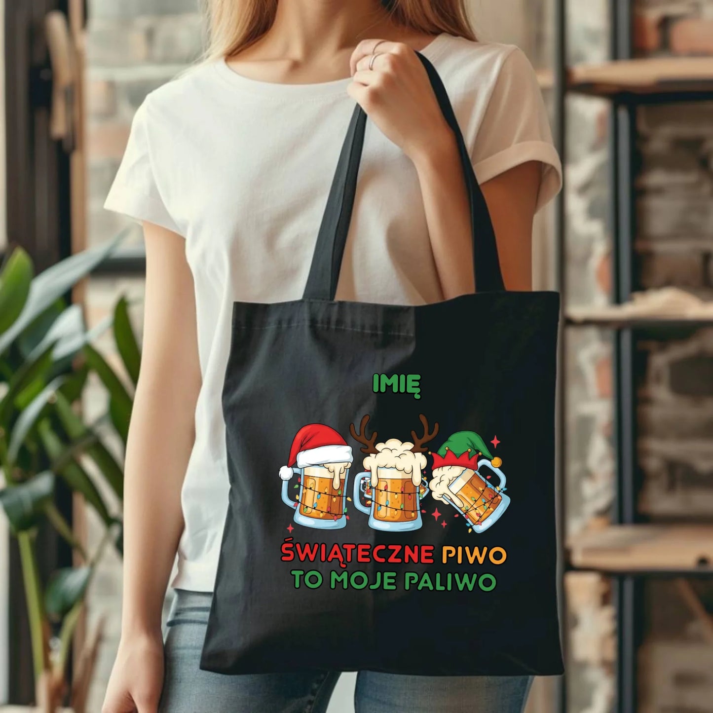 Torba świąteczna - Świąteczne piwo to moje paliwo - personalizowana BN119 - StoryCups.pl