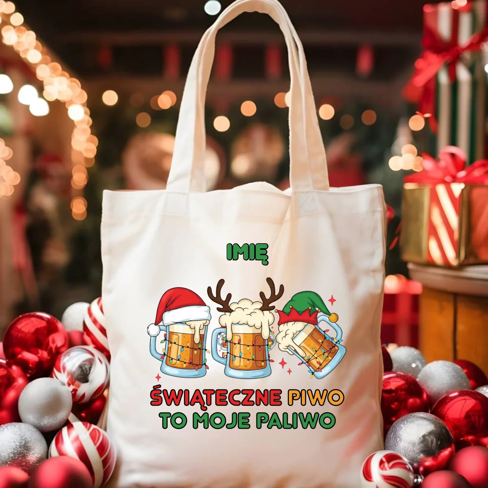 Torba świąteczna - Świąteczne piwo to moje paliwo - personalizowana BN119 - StoryCups.pl
