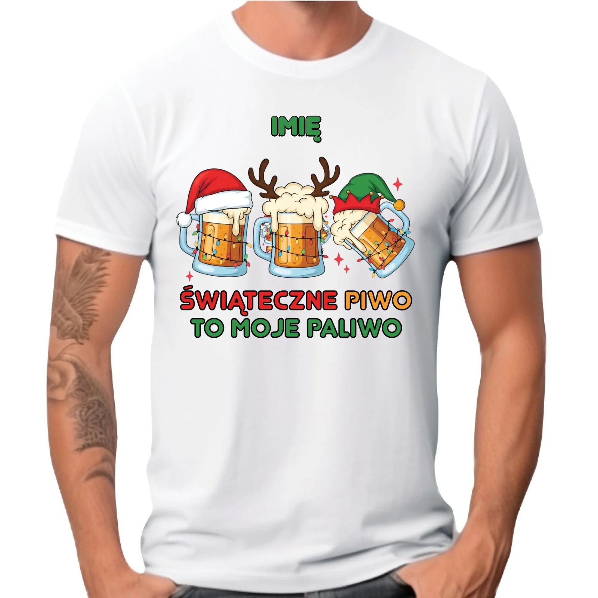 Koszulka męska świąteczna - Świąteczne piwo to moje paliwo - personalizowana BN119 - StoryCups.pl