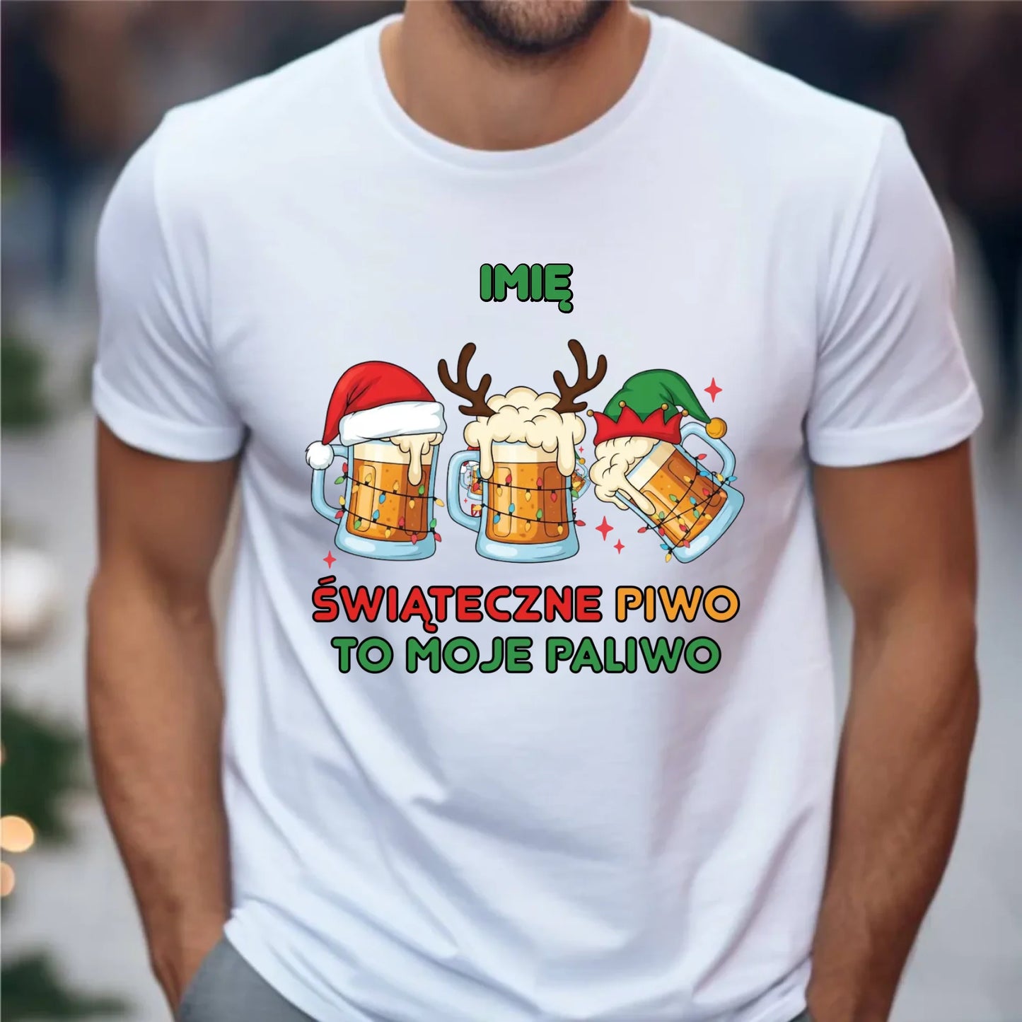 Koszulka męska świąteczna - Świąteczne piwo to moje paliwo - personalizowana BN119 - StoryCups.pl