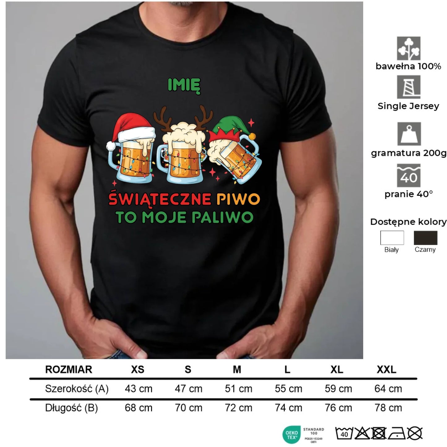 Koszulka męska świąteczna - Świąteczne piwo to moje paliwo - personalizowana BN119 - StoryCups.pl
