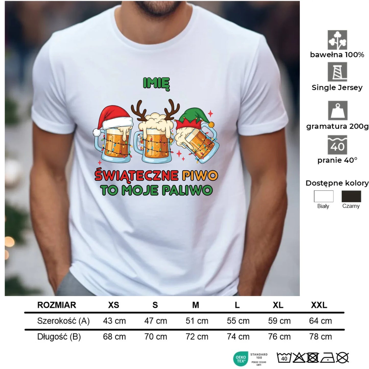 Koszulka męska świąteczna - Świąteczne piwo to moje paliwo - personalizowana BN119 - StoryCups.pl