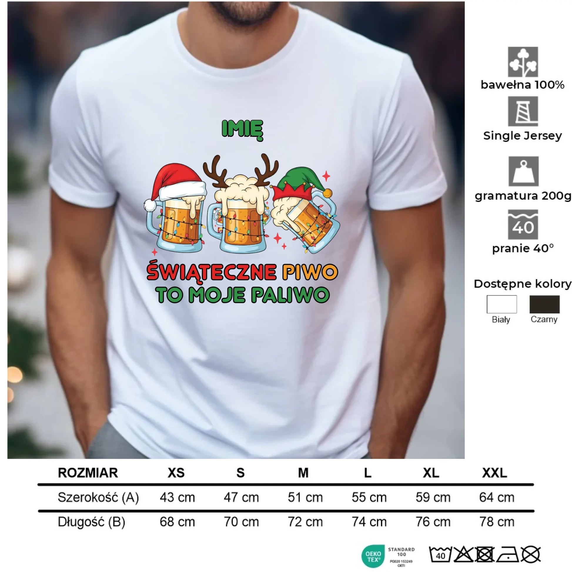 Koszulka męska świąteczna - Świąteczne piwo to moje paliwo - personalizowana BN119 - StoryCups.pl