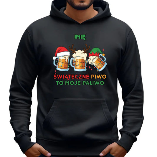 Bluza męska z kapturem świąteczna - Świąteczne piwo to moje paliwo - personalizowana BN119 - StoryCups.pl